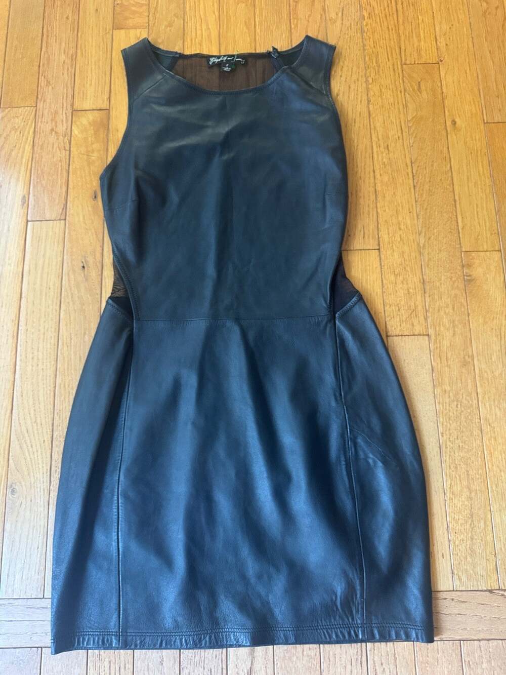 Elizabeth & James 100% Lamb Leather Sleeveless Sheath BLACK Dress SZ 8 Women